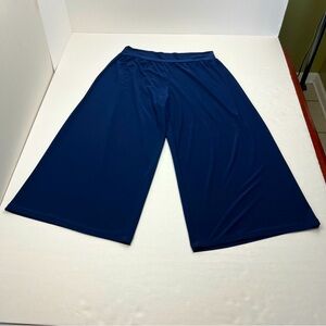 Clara SunWoo Navy Blue Wide Leg Cropped Pant Womens Size 1X Pull On Stretch